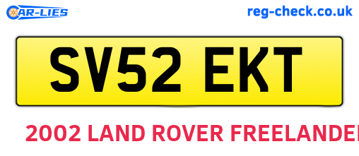 SV52EKT are the vehicle registration plates.