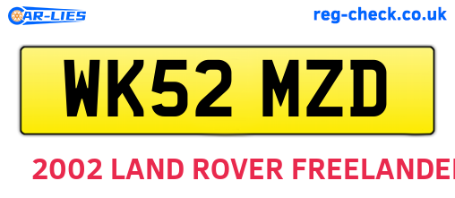 WK52MZD are the vehicle registration plates.