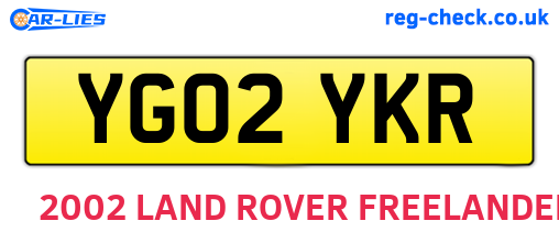 YG02YKR are the vehicle registration plates.