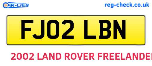 FJ02LBN are the vehicle registration plates.