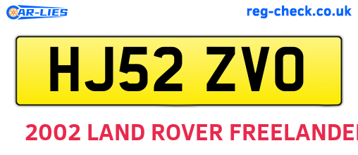HJ52ZVO are the vehicle registration plates.