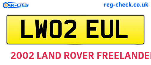 LW02EUL are the vehicle registration plates.