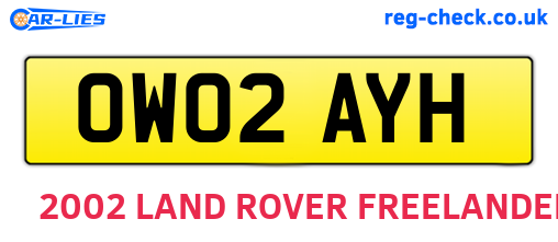 OW02AYH are the vehicle registration plates.