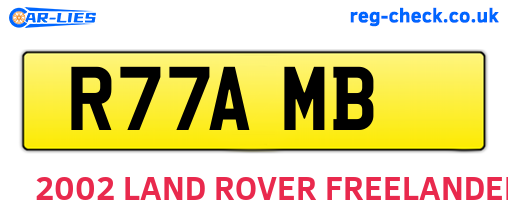 R77AMB are the vehicle registration plates.