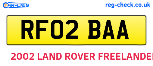 RF02BAA are the vehicle registration plates.