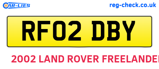 RF02DBY are the vehicle registration plates.