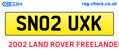 SN02UXK are the vehicle registration plates.
