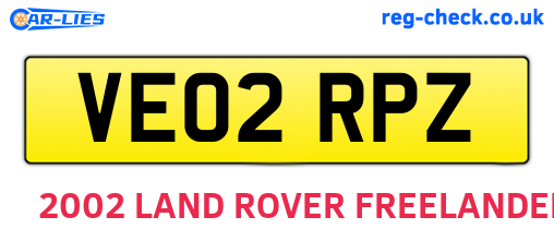 VE02RPZ are the vehicle registration plates.