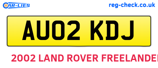 AU02KDJ are the vehicle registration plates.