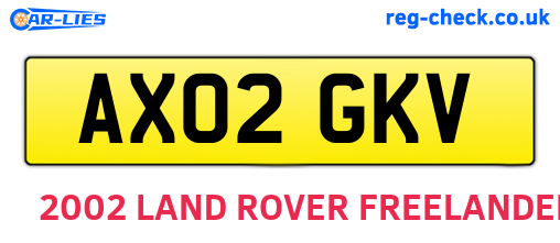AX02GKV are the vehicle registration plates.