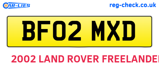 BF02MXD are the vehicle registration plates.