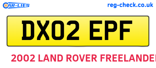 DX02EPF are the vehicle registration plates.