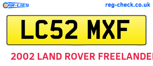 LC52MXF are the vehicle registration plates.