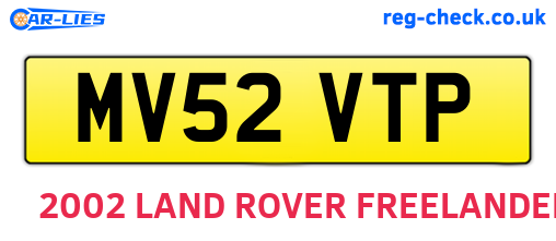 MV52VTP are the vehicle registration plates.