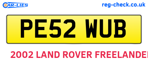 PE52WUB are the vehicle registration plates.