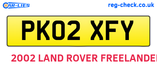 PK02XFY are the vehicle registration plates.