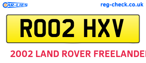 RO02HXV are the vehicle registration plates.