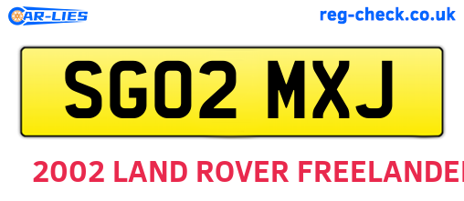 SG02MXJ are the vehicle registration plates.