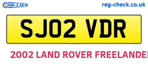 SJ02VDR are the vehicle registration plates.