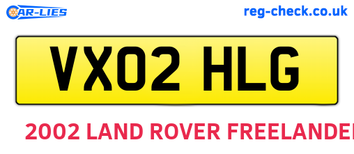 VX02HLG are the vehicle registration plates.