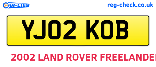 YJ02KOB are the vehicle registration plates.
