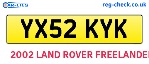 YX52KYK are the vehicle registration plates.