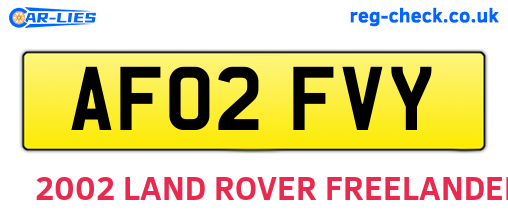 AF02FVY are the vehicle registration plates.