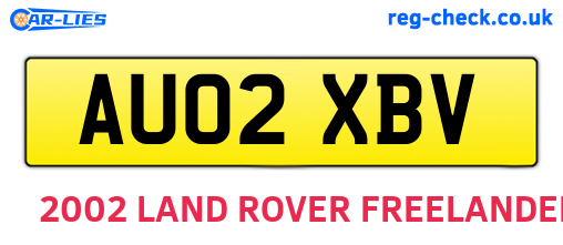 AU02XBV are the vehicle registration plates.