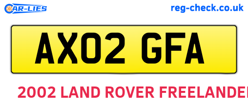 AX02GFA are the vehicle registration plates.
