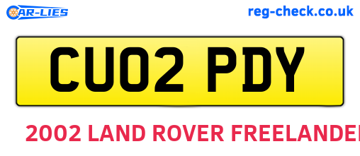 CU02PDY are the vehicle registration plates.