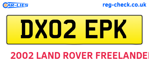 DX02EPK are the vehicle registration plates.