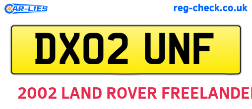 DX02UNF are the vehicle registration plates.