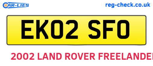 EK02SFO are the vehicle registration plates.