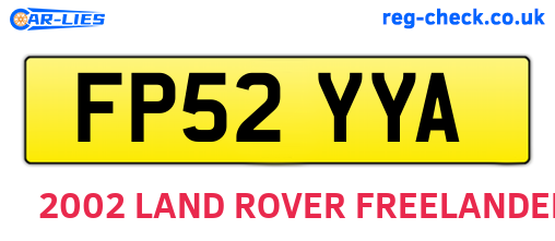 FP52YYA are the vehicle registration plates.