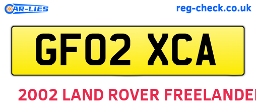 GF02XCA are the vehicle registration plates.