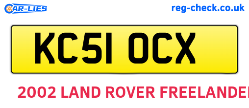 KC51OCX are the vehicle registration plates.