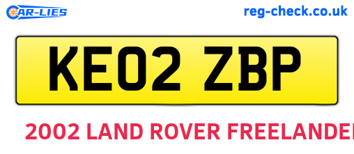 KE02ZBP are the vehicle registration plates.