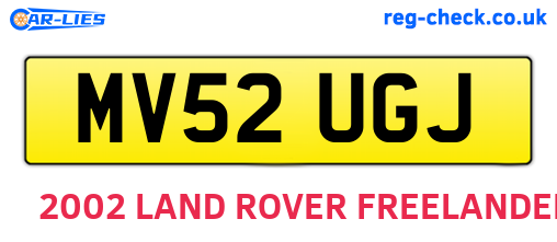 MV52UGJ are the vehicle registration plates.
