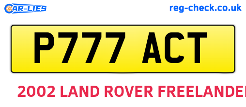 P777ACT are the vehicle registration plates.