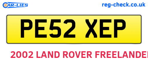 PE52XEP are the vehicle registration plates.