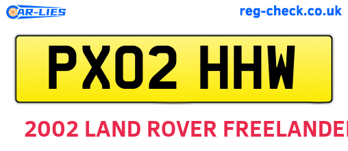 PX02HHW are the vehicle registration plates.