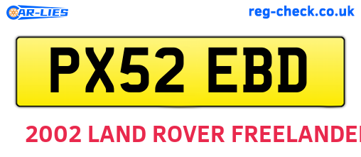 PX52EBD are the vehicle registration plates.