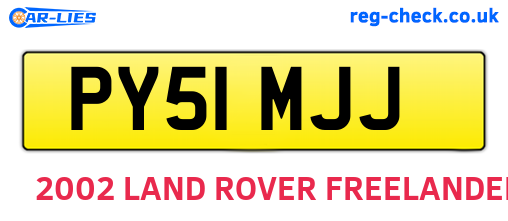 PY51MJJ are the vehicle registration plates.