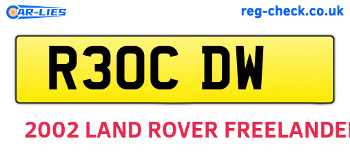 R30CDW are the vehicle registration plates.