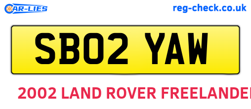 SB02YAW are the vehicle registration plates.