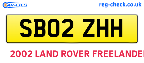 SB02ZHH are the vehicle registration plates.