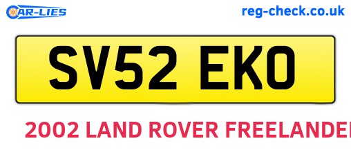 SV52EKO are the vehicle registration plates.