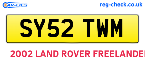 SY52TWM are the vehicle registration plates.