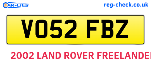 VO52FBZ are the vehicle registration plates.