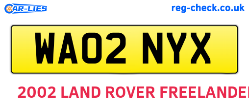 WA02NYX are the vehicle registration plates.